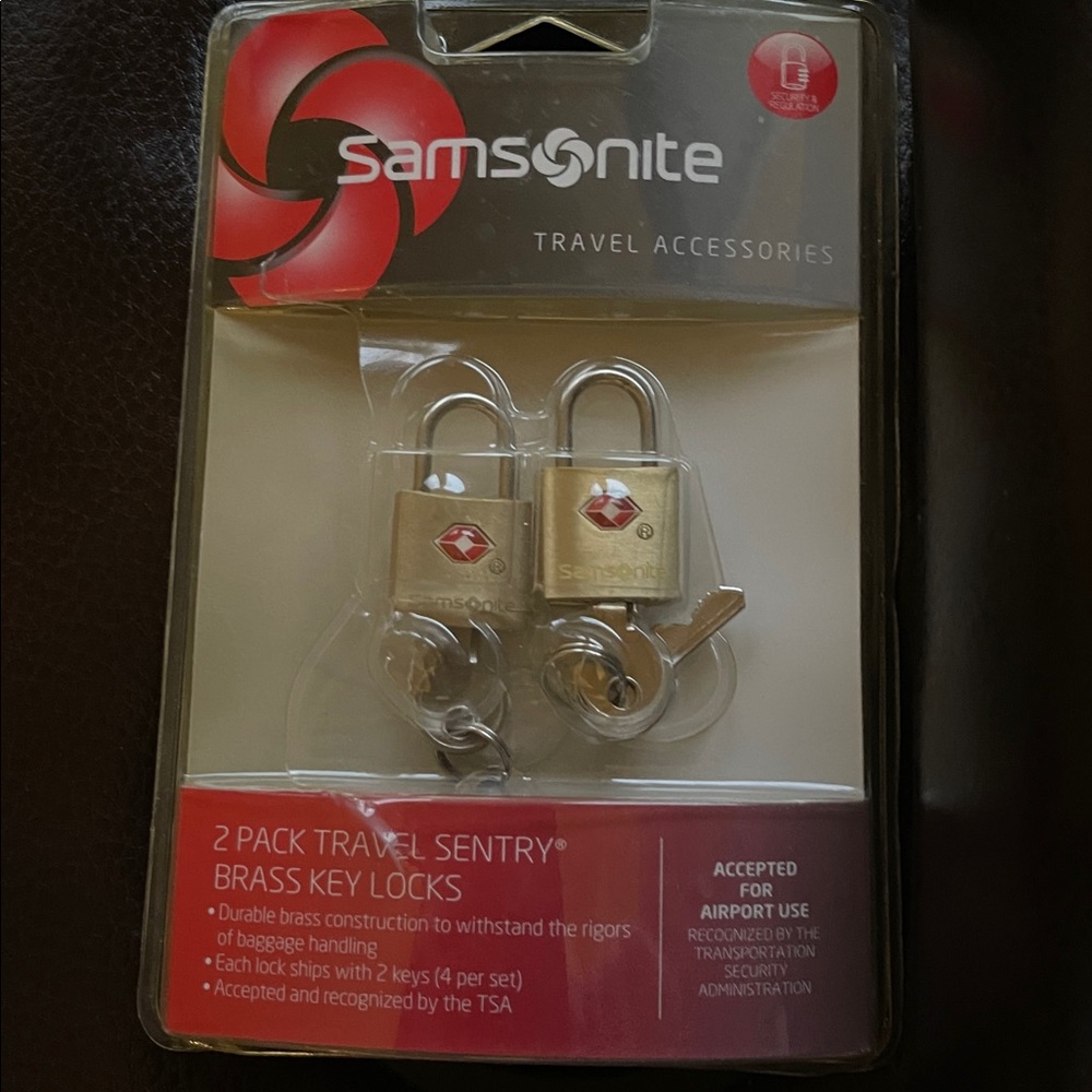 NWT Brass Samsonite Luggage Locks 2 Pack Travel Sentry New Mini Lock